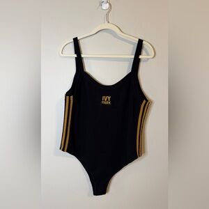 Adidas x Ivy Park Knit Tank Bodysuit Black w/ Gold Stripes Sz 4X